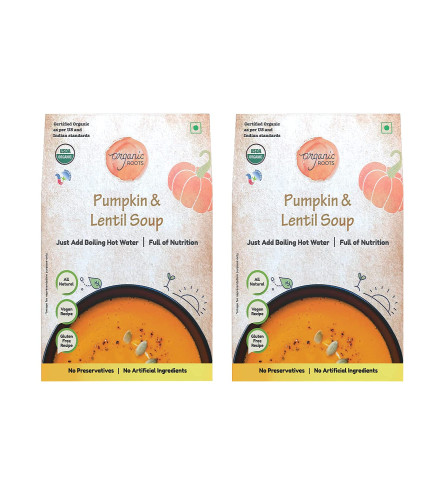 organic-roots-pumpkin-lentil-soup-instant-soup-packets-healthy-natural-ready-to-cook-vegetable-soup-mix-powder-pack-of-2-30g-each-230ml-free-world-wide-shipping