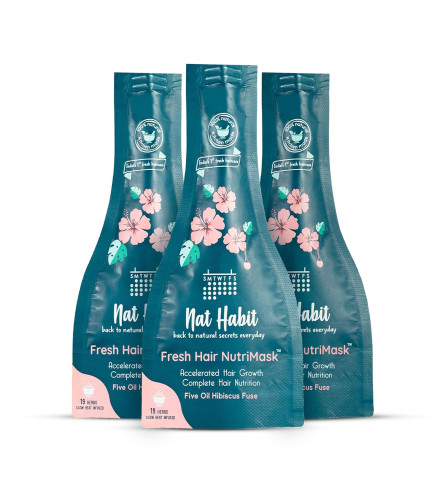 nat-habit-five-oil-hibiscus-nutrimask-hair-mask-for-growth-conditioning-smoothening-strengthen-shine-suitable-for-all-hair-scalp-types-pack-of-3-x-40-gm-free-world-wide-shipping