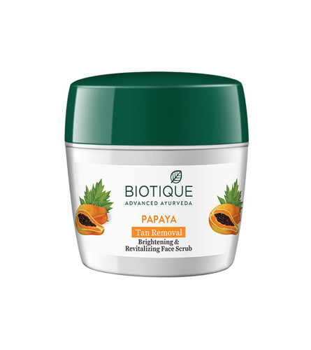 Biotique Papaya Tan Removal Brightening & Revitalizing Face Scrub 235gm - free shipping
