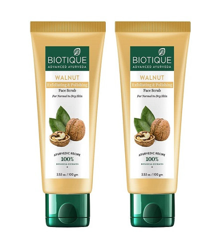 Biotique Walnut Exfoliating & Polishing Face Scrub 100gm x 2 pack - free shipping