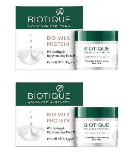 Biotique Milk Protein Instant Glow Brightening Face Pack 50gm x 2 pack - free shipping