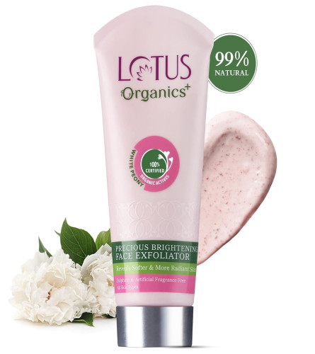 Lotus Organics+ Precious Brightening Face Exfoliator Organic Face Scrub 50gm