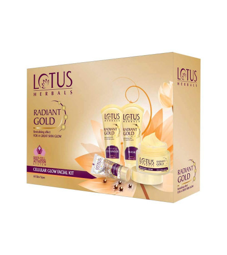 Lotus Herbals Radiant Gold Cellular Glow 5 in 1 Facial Kit 170gm - free shipping