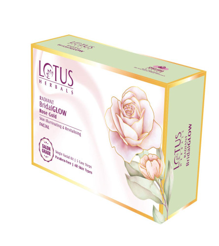 Lotus Herbals Radiant BridalGLOW Rose Gold Skin Illuminating Facial Kit 57gm - free shipping