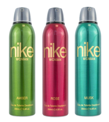 Nike Unisex Amber + Rose + Musk Spray Deodorant 200 ml (Pack of 3)