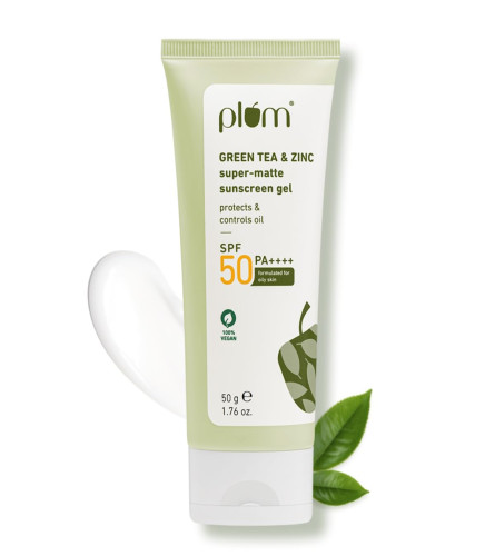 Plum Green Tea & Zinc Super-Matte Gel Sunscreen SPF 50 PA ++++ 50 g (Pack of 2)