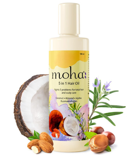 Moha:5 In 1 Hair Oil For Hair Growth & Hair Fall Reduction 100ml (pack of 2) free shipping