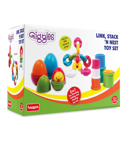 Giggles Funskool Link Stack N Nest, Nesting & Stackable Toy Blocks for Kids - free shipping