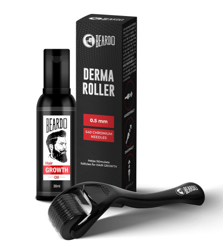 Beardo Beard & Hair Growth Oil 30ml & Derma Roller For Hair Growth 0.5 mm Set of 2 - free shipping