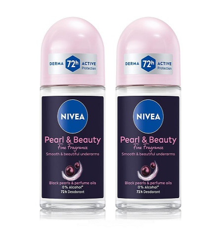 NIVEA Women Deodorant Underarm Roll On Pearl & Beauty Fine Fragrance 50ml - (pack of 2)