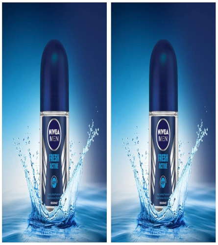 Nivea Fresh Active Deodorant Roll On For Men, 50ml (Pack of 2) - free shipping