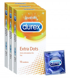 Durex Extra Dotted Condoms for Men -10 Count (Pack of 3) Free shipping world