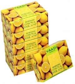 Vaadi Herbals  Refreshing Lemon and Basil Soap, 75 gm (pack of 6) Free Shipping World