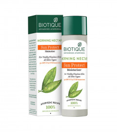 Biotique Morning Nectar Sun Protect Moisturizer Lotion for Visibly Flawless Skin, 120 ml x 2