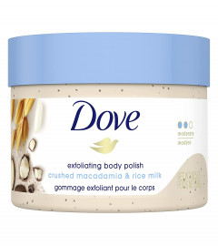 Dove Exfoliating Body Scrub Crushed Macadamia and Rice Milk 298 gm (Free Shipping World)