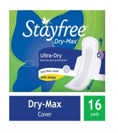 Stayfree Dry-Max Ultra-Dry Napkins with Wings - 16 Pads (Pack of 2) Fs