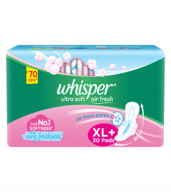 Whisper Ultra Soft Sanitary Pads For Women XL+ (Pack of 30) Fs