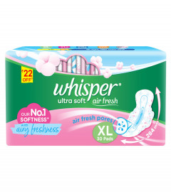 Whisper Ultra Soft Sanitary Pads For Women XL (Pack of 30) Fs