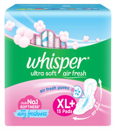 Whisper Ultra Soft Sanitary Pads For Women XL+ (Pack of 15) Fs