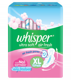 Whisper Ultra Soft Sanitary Pads For Women XL (Pack of 15) Fs