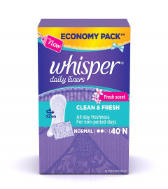 Whisper Clean and Fresh Daily Liners 40 Sanitary pads (Pack of 1)