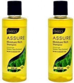 ASSURE Moisture Rich Shampoo Enriched with Green Tea Extract for Dry and Damaged Hair, (2 x 200 ml)