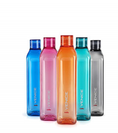 Cello Venice Plastic Water Bottle Set 1 L  Multicolour (Set of 5)