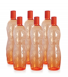 Cello Polka PET Bottle Set 1 Litre Orange Set of 6 (Fs)