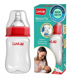 LuvLap Anti-Colic Wide Neck Natura Flo Baby Feeding Bottle, 150ml (Pack of 2)