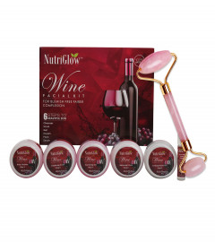 NutriGlow Wine Facial Kit 6-Pieces Skin Care Set For Anti-aging, Pore Tightening, 250gm+10ml