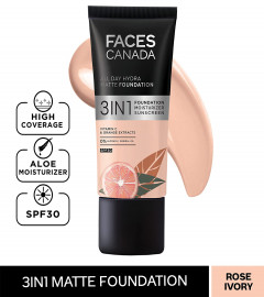FACESCANADA All Day Hydra Matte 3-in-1 Foundation - Rose Ivory 25ml (Pack Of 2)