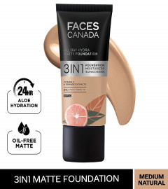 FACESCANADA All Day Hydra Matte 3-in-1 Foundation -  Medium Natural 25ml (Pack Of 2)