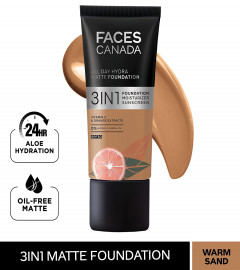 FACESCANADA  Hydra Matte 3-in-1 Foundation - Warm Sand 25 ml (Pack Of 2)