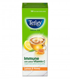 Tetley Lemon & Honey Flavored Green Tea Immune with Added Vitamin C 100 Tea Bags Free Shipping world