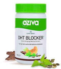 OZiva Plant Based DHT Blocker Supplement for Hair Regrowth and Hair Fall Prevention 60 cap (Fs)
