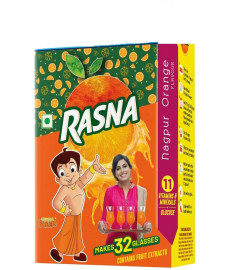 Rasna Fruit Fun 32 Glass monocarton, Nagpur Orange (Pack of 5) Fs