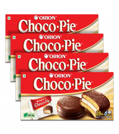 ORION Choco Pie Chocolate Coated Biscuit, 4 x 6 piece pack (24 pies)Korean snack Free shipping world