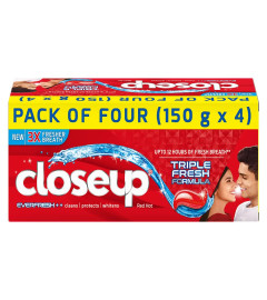 Closeup Toothpaste World's No. 1 Gel Toothpaste with 3x Freshness white teeth 150g*4 =600g,Free ship