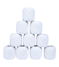 Crochet Cotton Thread Yarn for Knitting and Craft Making Set of 10 Ball (White) Fs