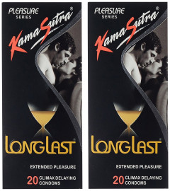 KamaSutra LongLast Condoms, Dotted Texture For Men 20 count (Pack of 4) Fs