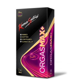 KamaSutra Orgasmax+ Condoms for Men & Women, Dotted and Ribbed 10 count (Pack of 3) Fs
