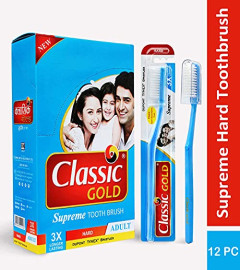 Supreme Classic Gold Hard manual Toothbrush For Adults (Pack Of 12) Fs