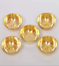 Brass Katori,Bowl Hand Made, Round Shape for Puja Purpose, Decoration (Set of 5 Pieces)