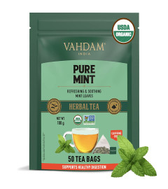 VAHDAM Organic Spearmint Tea with Peppermint, Green Tea Weight Loss 50 Tea Bags | free shipping