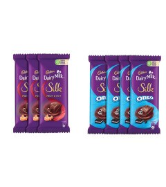 Cadbury Dairy Milk Silk Fruit and Nut, 137g x 3 & Dairy Milk Silk Oreo Chocolate Bar,130g x 4