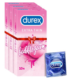 Durex Extra Thin Bubblegum Flavored Condoms For Men-10s (Pack of 3)