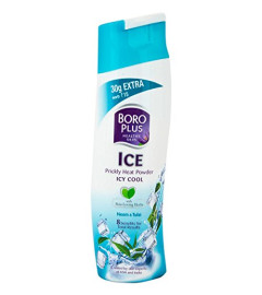 BORO PLUS ICE Prickly Heat Powder, ICY COOL, With Skin Loving Herbs, Pack of 150g
