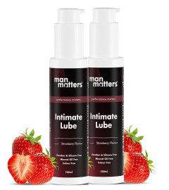 Man Matters Strawberry Lube, Water-Based Intimate Massage and Lubricant Gel 100 ml (Pack of 2) Fs