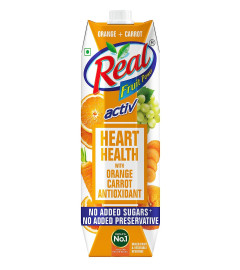 Real Activ Orange Carrot Fruit Juice 1L No Added Sugar,No Added Preservatives Helps in Heart Health