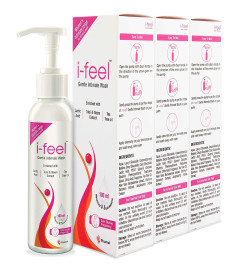 i-feel Gentle Intimate Wash Sensitive Cleanser, Helps maintain Vaginal pH balance 100 ml x Pack of 3